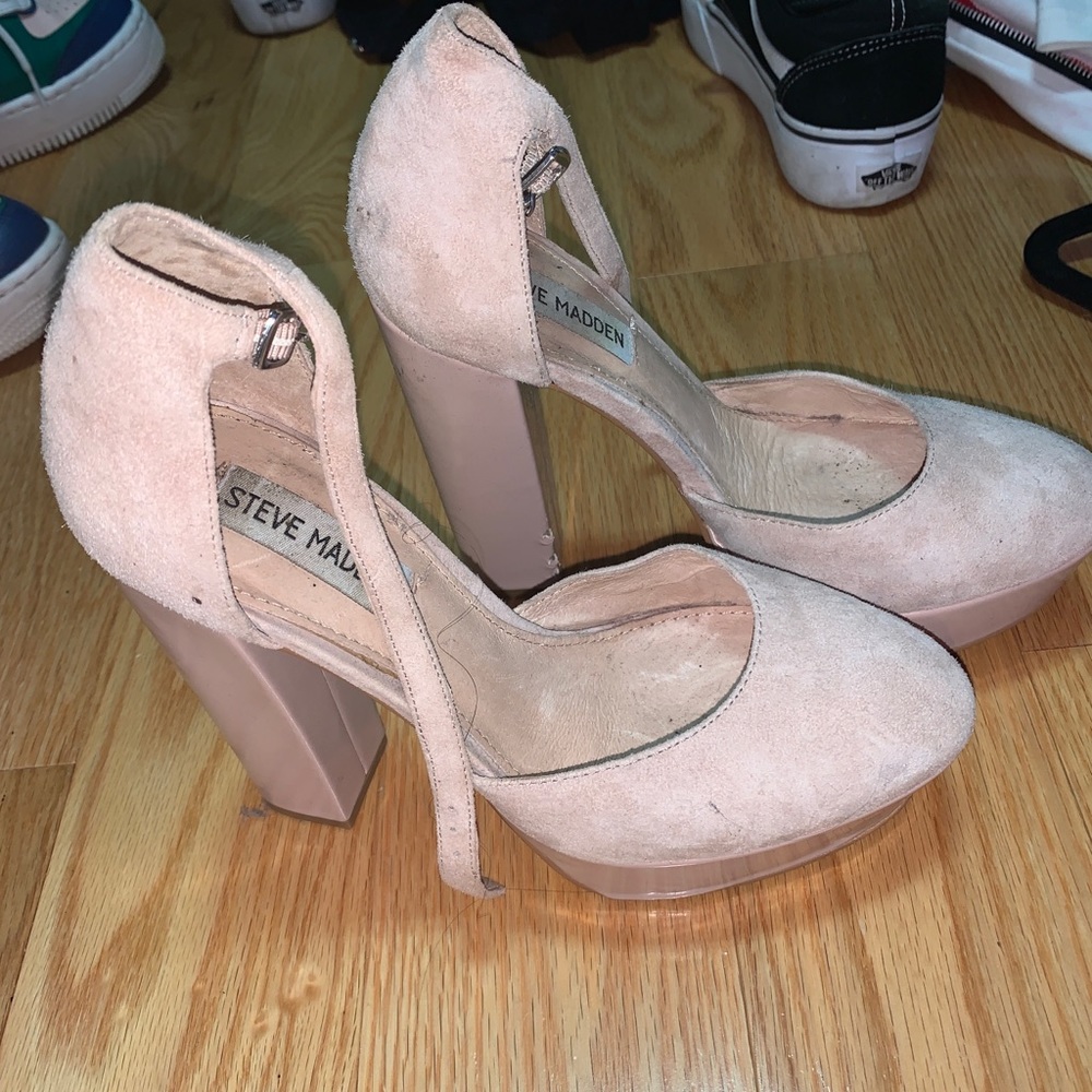 Steve Madden Pink Suede Block Heels